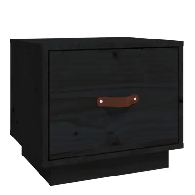 vidaXL Nočna omarica črna 40x34x35 cm trdna borovina