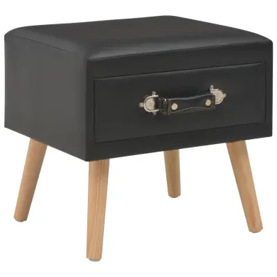 vidaXL Nočna omarica umetno usnje 40x35x40 cm črna
