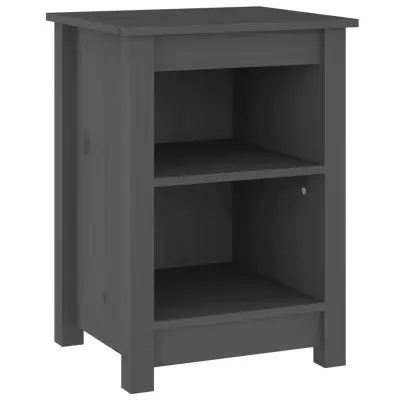 vidaXL Nočna omarica siva 40x35x55 cm trdna borovina