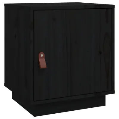 vidaXL Nočna omarica črna 40x34x45 cm trdna borovina
