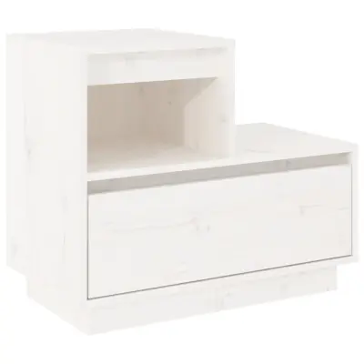 vidaXL Nočna omarica bela 60x34x51 cm trdna borovina