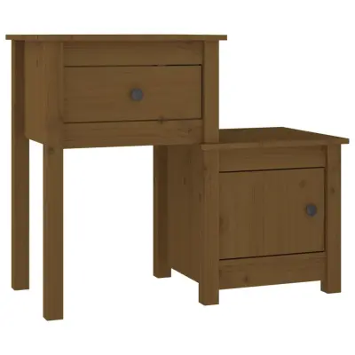 vidaXL Nočna omarica medeno rjava 79,5x38x65,5 cm trdna borovina