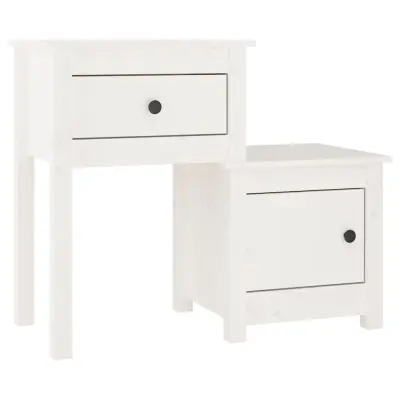 vidaXL Nočna omarica bela 79,5x38x65,5 cm trdna borovina