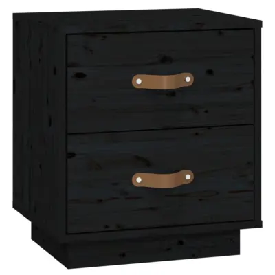  vidaXL Nočna omarica črna 40x34x45 cm trdna borovina