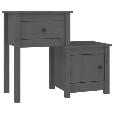 vidaXL Nočna omarica siva 79,5x38x65,5 cm trdna borovina