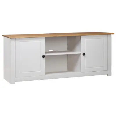 vidaXL TV omarica bela 120x40x50 cm trdna borovina Panama Range