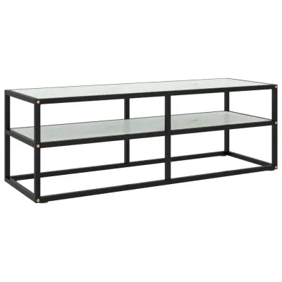 vidaXL TV omarica črna in belo marmorno steklo 120x40x40 cm