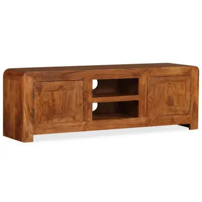 vidaXL TV omarica trden les z medenim premazom 120x30x40 cm