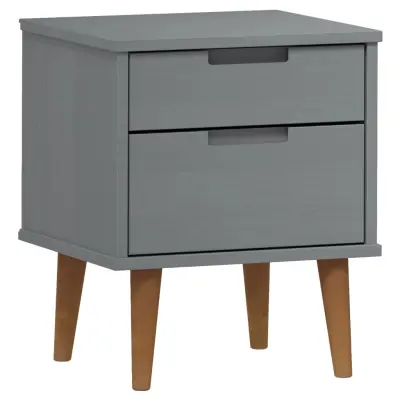 vidaXL Nočna omarica MOLDE siva 40x35x48 cm trdna borovina