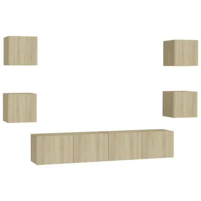 vidaXL Komplet TV omaric 6-delni sonoma hrast inženirski les