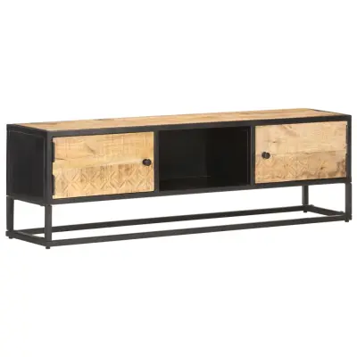 vidaXL TV omarica z izrezljanimi vrati 130x30x40 cm mangov les