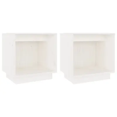 vidaXL Nočna omarica 2 kosa bela 40x30x40 cm trdna borovina