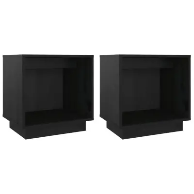 vidaXL Nočna omarica 2 kosa črna 40x30x40 cm trdna borovina