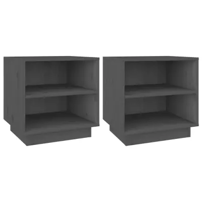 vidaXL Nočna omarica 2 kosa siva 40x34x40 cm trdna borovina