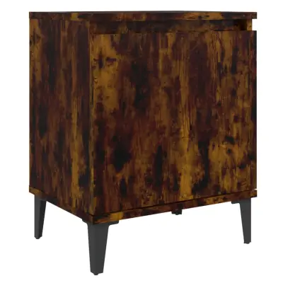 vidaXL Nočna omarica s kovinskimi nogami dimljeni hrast 40x30x50 cm