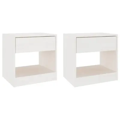 vidaXL Nočna omarica 2 kosa bela 40x31x40 cm trdna borovina