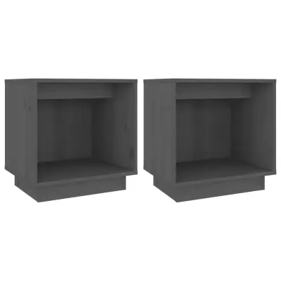 vidaXL Nočna omarica 2 kosa siva 40x30x40 cm trdna borovina