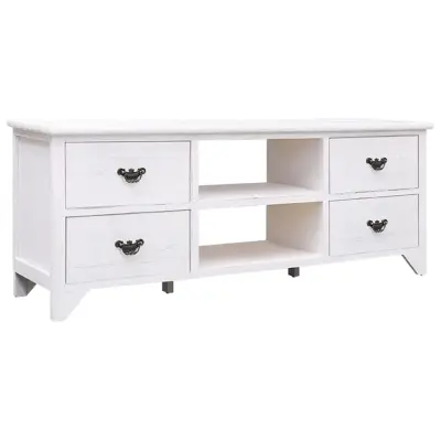 vidaXL TV omarica antično bela 108x30x40 cm trden les pavlovnije