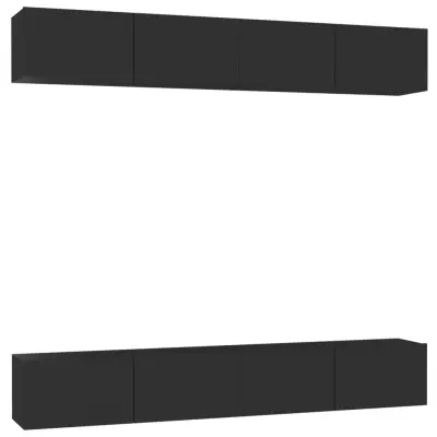 vidaXL TV omarice 4 kosi črne 100x30x30 cm iverna plošča