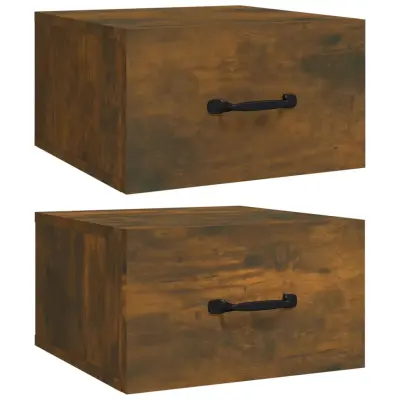 vidaXL Stenska nočna omarica 2 kosa dimljeni hrast 35x35x20 cm