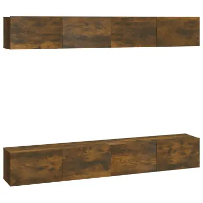 vidaXL Stenske TV omarice 4 kosi dimljeni hrast 100x30x30 cm