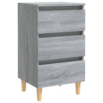 vidaXL Nočna omarica z lesenimi nogami siva sonoma 40x35x69 cm