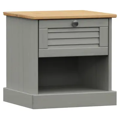 vidaXL Nočna omarica VIGO siva 42x35x42 cm trdna borovina