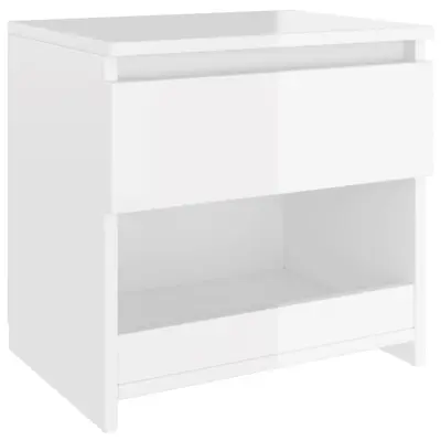 vidaXL Nočna omarica visok sijaj bela 40x30x39 cm iverna plošča