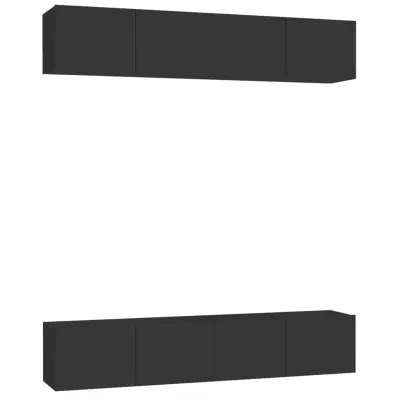 vidaXL TV omarice 4 kosi črne 80x30x30 cm inženirski les