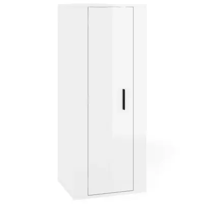 vidaXL Stenska TV omarica visok sijaj bela 40x34,5x100 cm