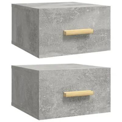 vidaXL Stenska nočna omarica 2 kosa betonsko siva 35x35x20 cm
