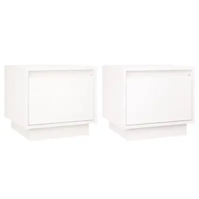 vidaXL Nočna omarica 2 kosa bela 35x34x32 cm trdna borovina