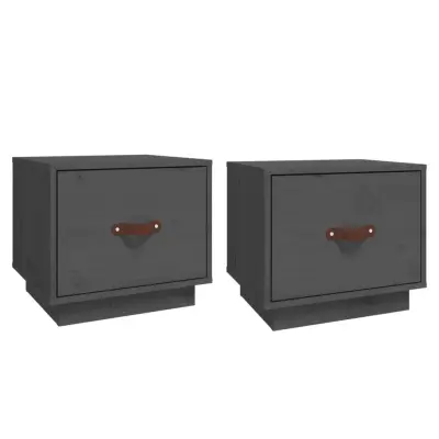 vidaXL Nočna omarica 2 kosa siva 40x34x35 cm trdna borovina