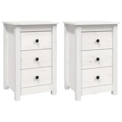 vidaXL Nočna omarica 2 kosa bela 40x35x61,5 cm trdna borovina