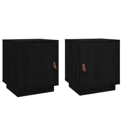 vidaXL Nočna omarica 2 kosa črna 40x34x45 cm trdna borovina