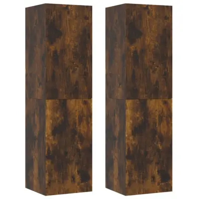 vidaXL Stenska TV omarica 2 kosa dimljeni hrast 30,5x30x110 cm