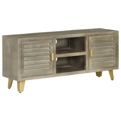 vidaXL TV omarica trden mangov les siva in medeninasta 110x30x48 cm
