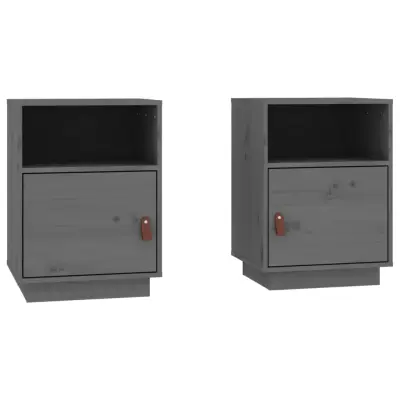 vidaXL Nočna omarica 2 kosa siva 40x34x55 cm trdna borovina
