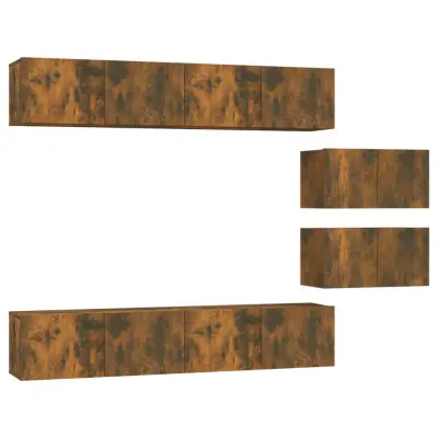 vidaXL Komplet TV omaric 6-delni dimljen hrast inženirski les