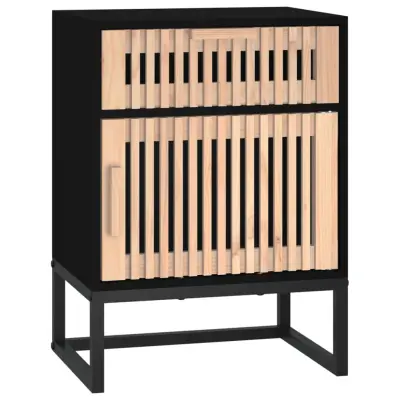 vidaXL Nočna omarica črna 40x30x55,5 cm inženirski les in železo