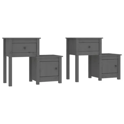 vidaXL Nočna omarica 2 kosa siva 79,5x38x65,5 cm trdna borovina