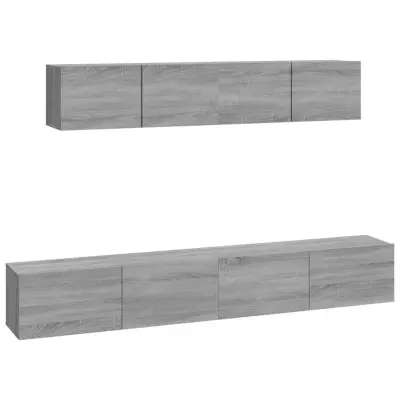 vidaXL Komplet TV omaric 4-delni siva sonoma inženirski les