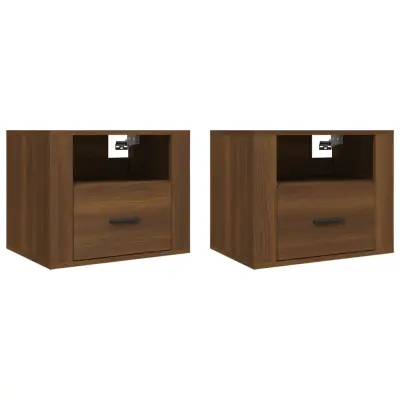 vidaXL Stenska nočna omarica 2 kosa rjav hrast 50x36x40 cm