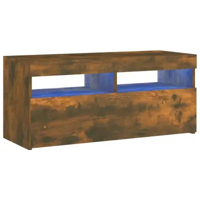 vidaXL TV omarica z LED lučkami dimljeni hrast 90x35x40 cm