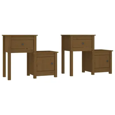 vidaXL Nočna omarica 2 kosa medeno rjava 79,5x38x65,5cm trdna borovina