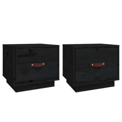 vidaXL Nočna omarica 2 kosa črna 40x34x35 cm trdna borovina