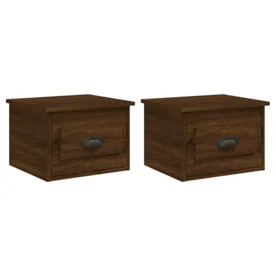 vidaXL Stenska nočna omarica 2 kosa rjavi hrast 41,5x36x28 cm
