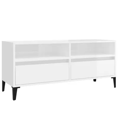 vidaXL TV omarica visok sijaj bela 100x34,5x44,5 cm inženirski les