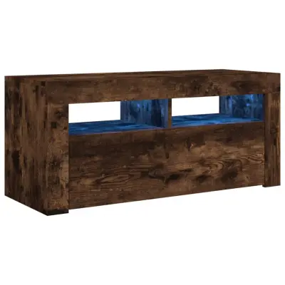 vidaXL TV omarica z LED lučkami dimljeni hrast 90x35x40 cm