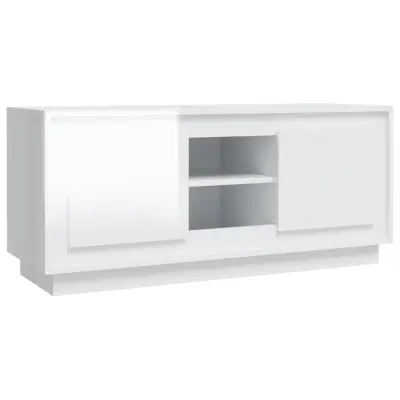 vidaXL TV omarica visok sijaj bela 102x35x45 cm inženirski les